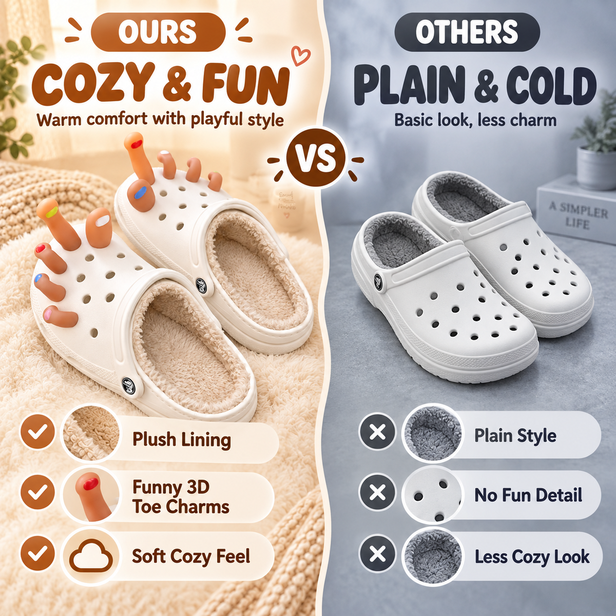 Funny 3D Finger-Toe Plush Clogs 🦶🤪