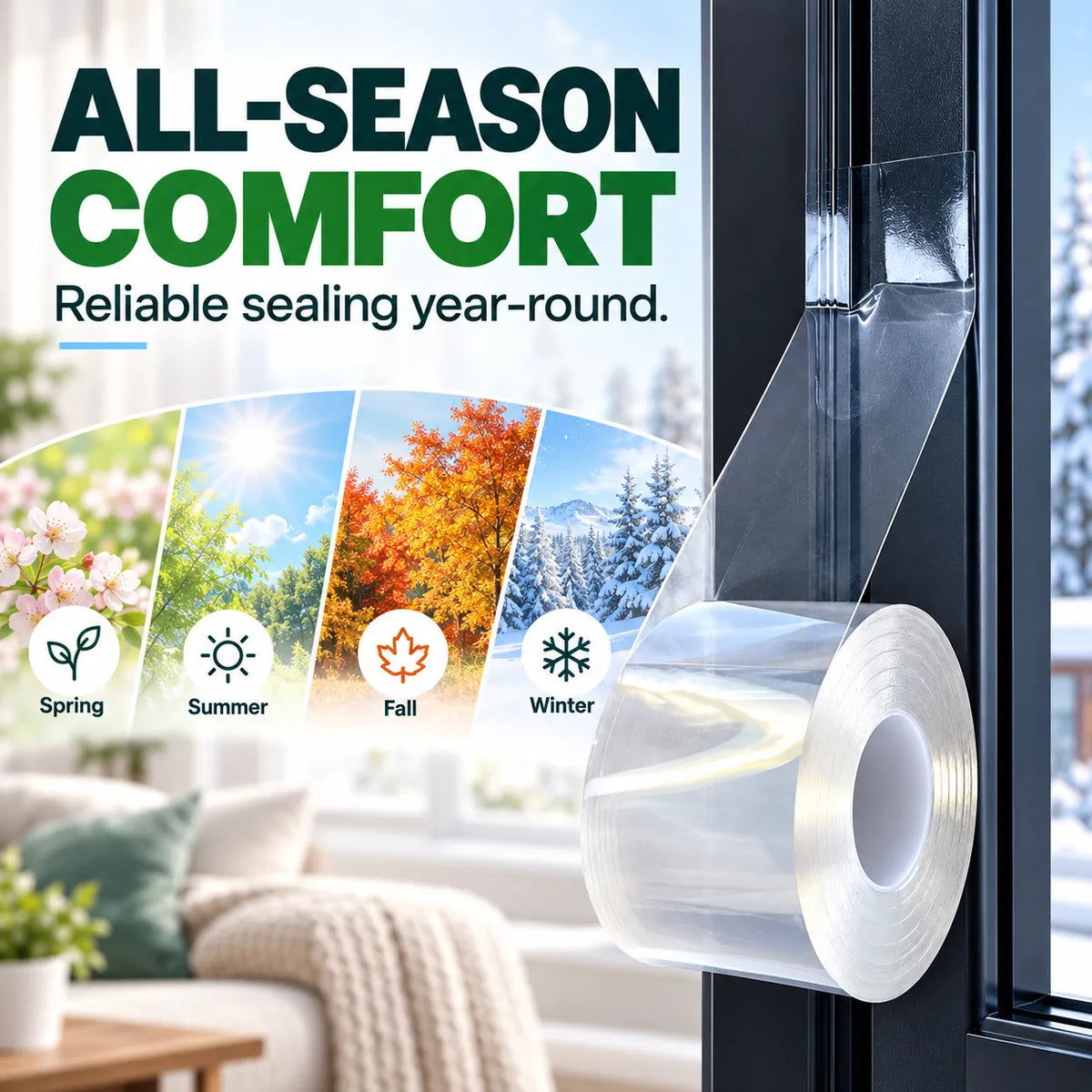 Clear Weather Sealing Tape – Waterproof Window & Door Gap Seal