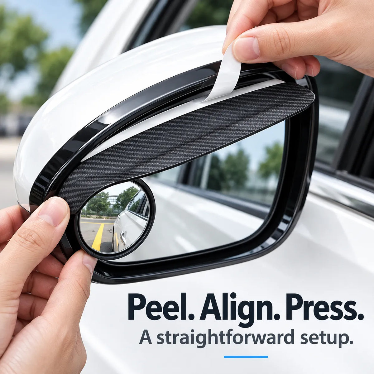 🚗 2-in-1 Side Mirror Rain Visors with Adjustable Blind Spot Mirrors – Carbon Fiber Look
