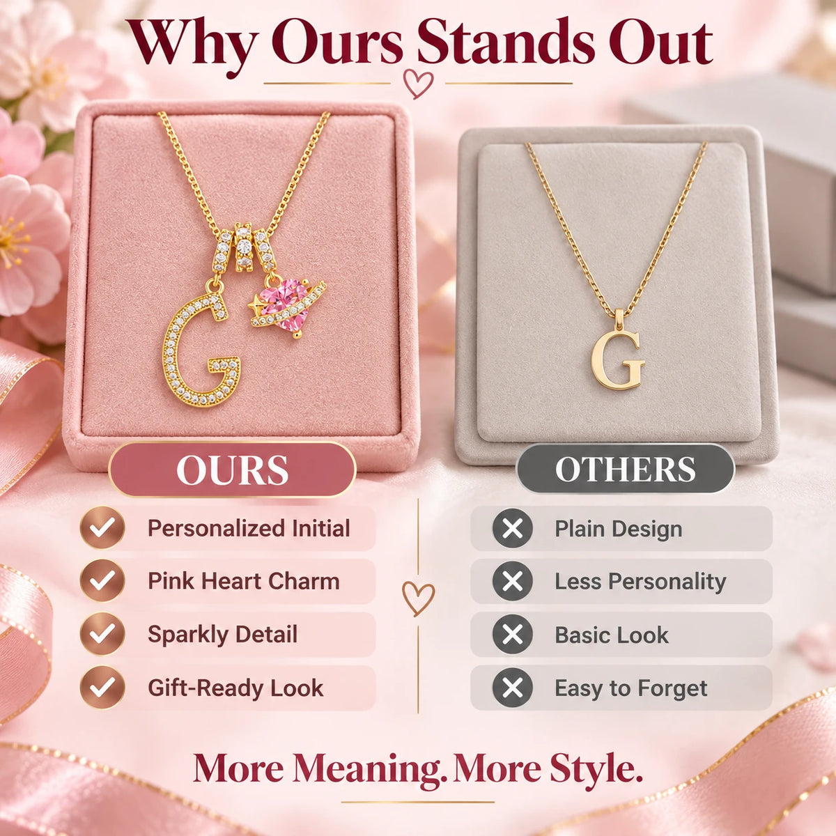 3-in-1 Custom Alphabet & Pink Zircon Pendant Necklace💫