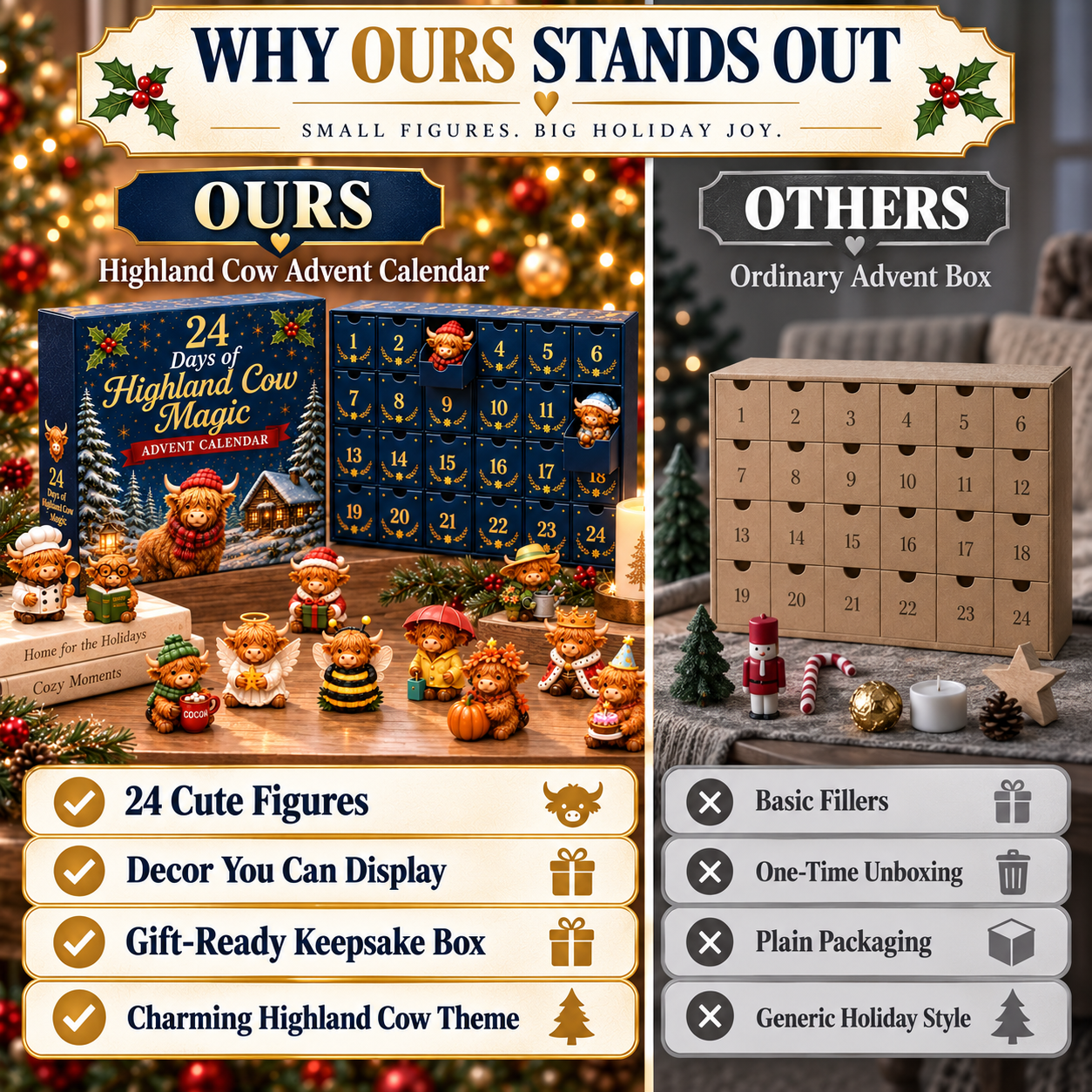 24 Days of Highland Cow Christmas Advent Calendar Blind Box 🎄