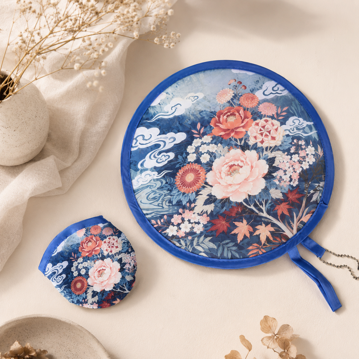 🌸 Portable Floral Foldable Hand Fan | Pocket Cooling Breeze with Pouch ✨
