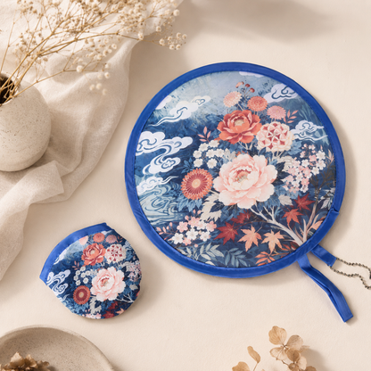 🌸 Portable Floral Foldable Hand Fan | Pocket Cooling Breeze with Pouch ✨