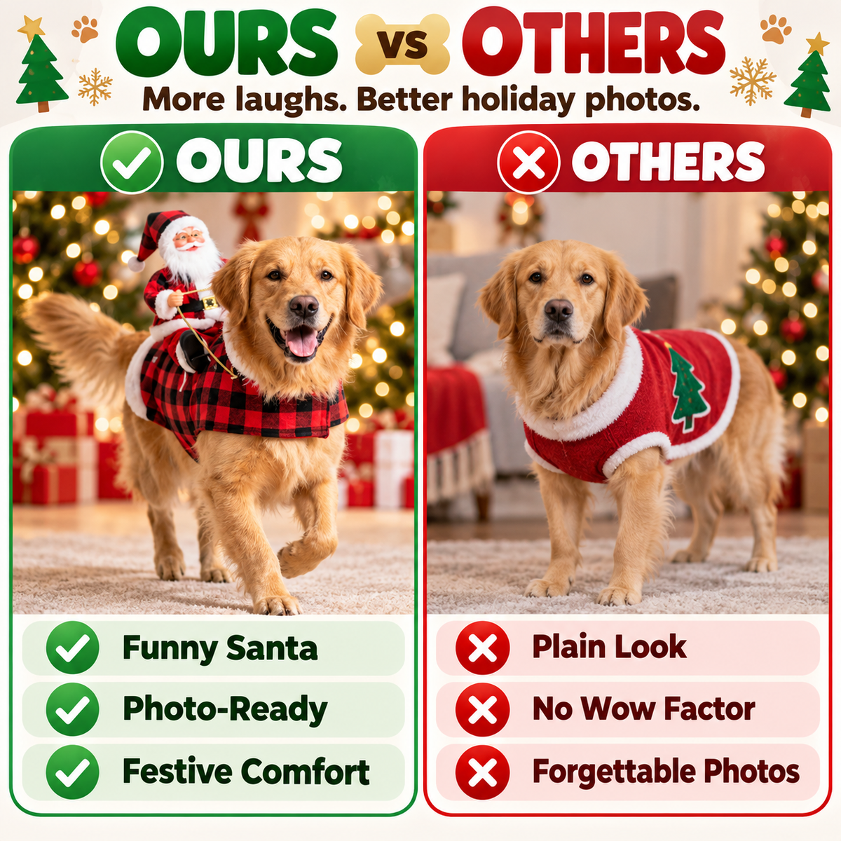 🎅 Christmas Dog Riding Santa Outfit - Funny Holiday Pet Apparel 🎁