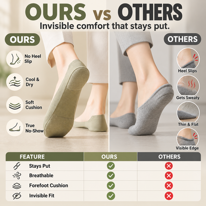Stay-Put Ice Silk Invisible Socks with Cushioning ☁️