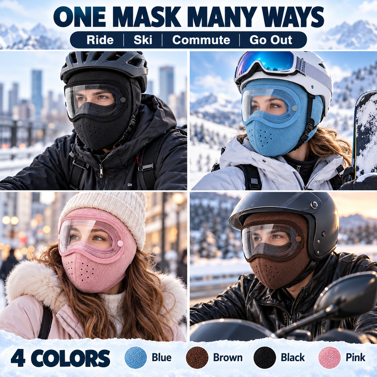 Windproof Fleece Full Face Shield & Anti-Fog Riding Mask