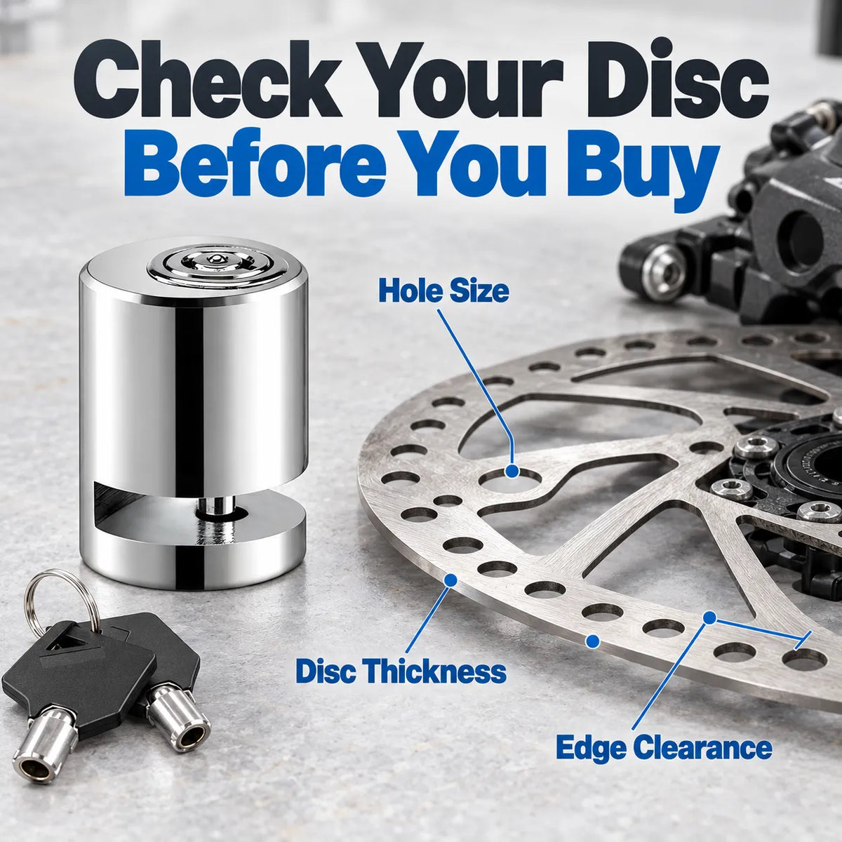 🔒 Compact Disc Brake Lock with 2 Keys
