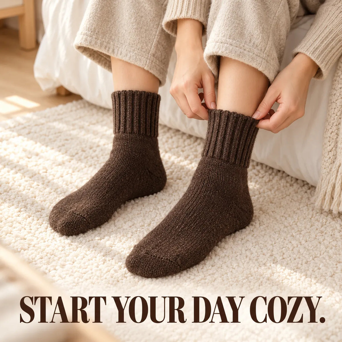 🧦 Women’s Cozy Knit Crew Socks – Ribbed Cuffs & Everyday Neutral Colors 🤎