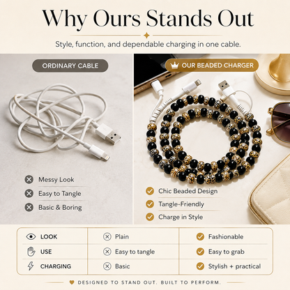 Luxury Leopard Beaded Dual-Head Charging Cable 🖤⚡