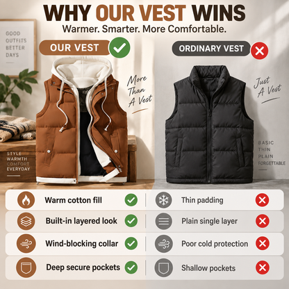 Unisex All-Day Comfort & Style: Layered Hooded Thermal Vest 🍁🕺