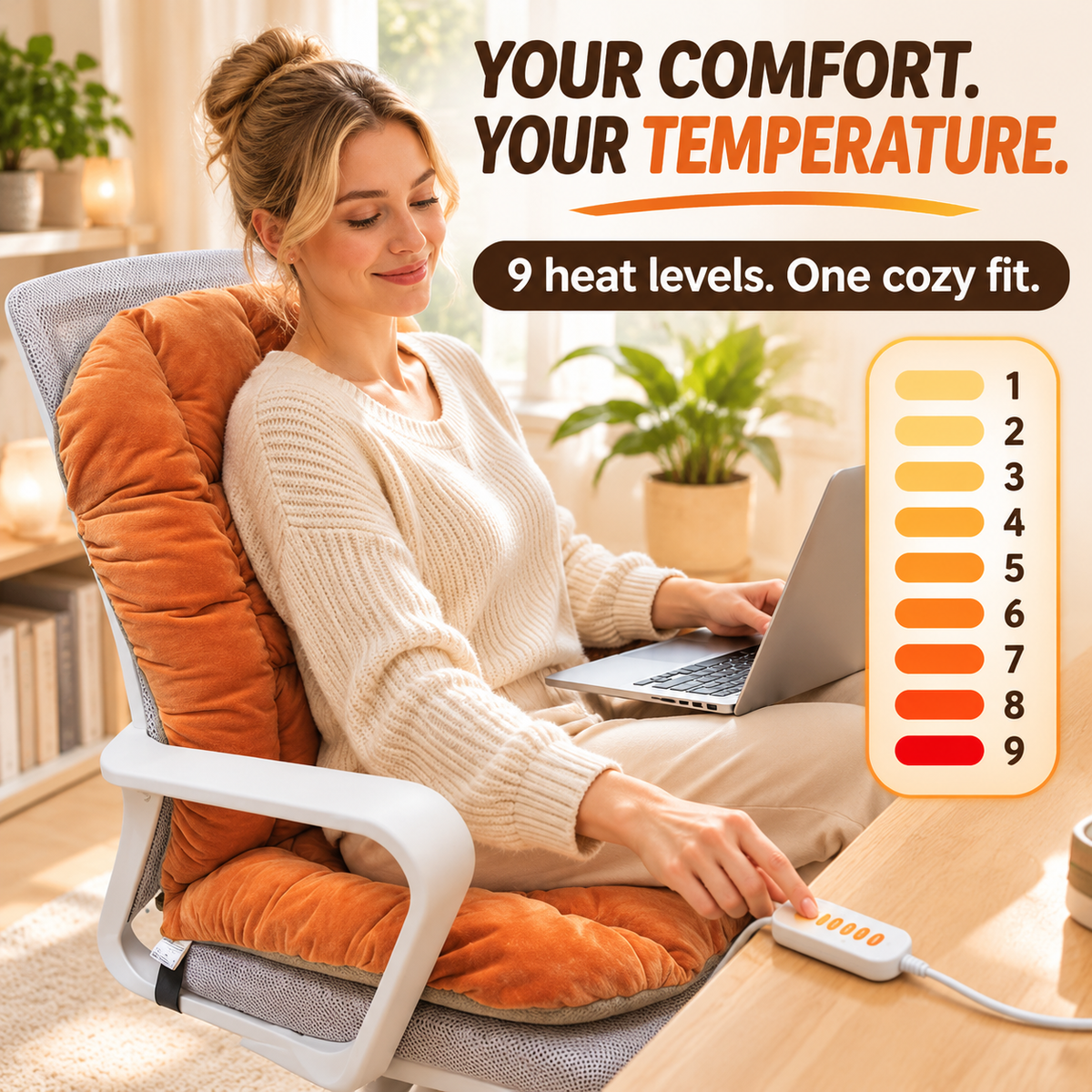 🔥 Plush Heated Chair Cushion – Cozy Warmth for Your Seat & Back 🛋️
