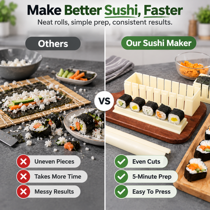 DIY Sushi Maker Kit - Quick 9-Piece Mold & Easy Cutter Tool 🍣