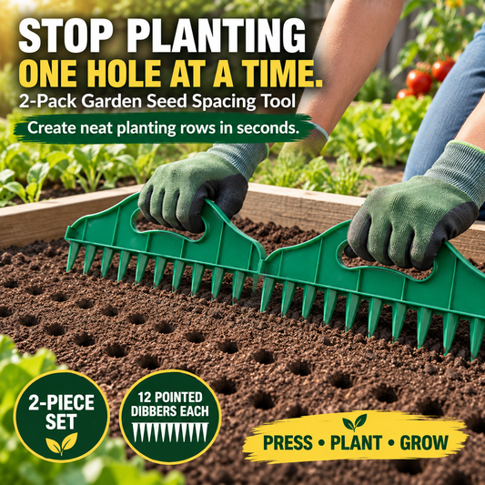 🌱2 Pack Garden Seed Spacing Tool – Multi-Row Soil Dibbler & Furrow Maker