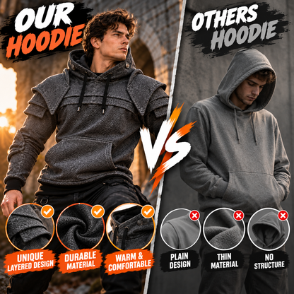 🖤 Rugged Layered Hooded Sweatshirt – Modern Streetwear Style