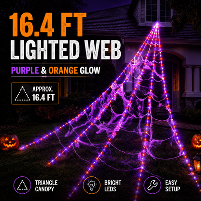 🕷️ Giant Light-Up Halloween Spider Web Set