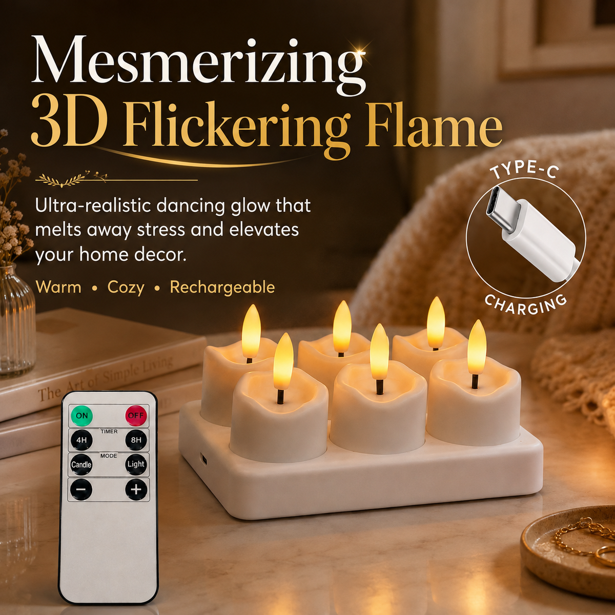 ✨ Rechargeable Flameless LED Candles with Remote