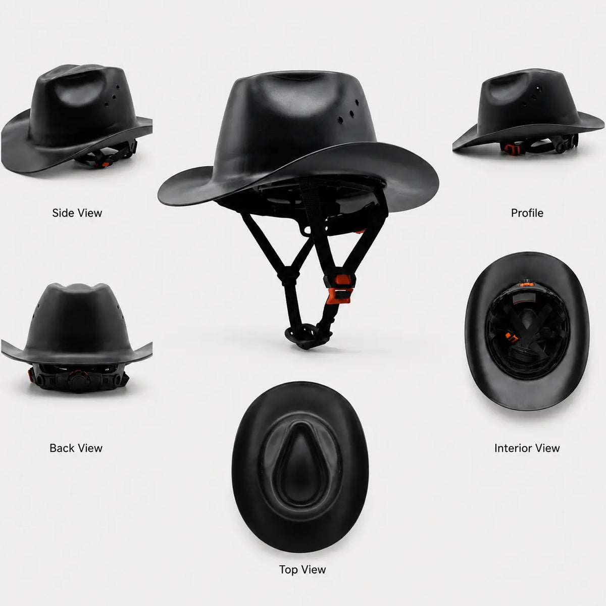 🤠 Western Cowboy Hard Hat Wide Brim Helmet with Chin Strap 🛡️