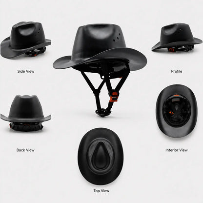 🤠 Western Cowboy Hard Hat Wide Brim Helmet with Chin Strap 🛡️