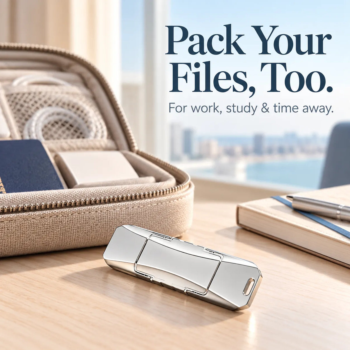 💾 Portable USB Flash Drive for Photo Backup & File Storage — Silver Swivel Design