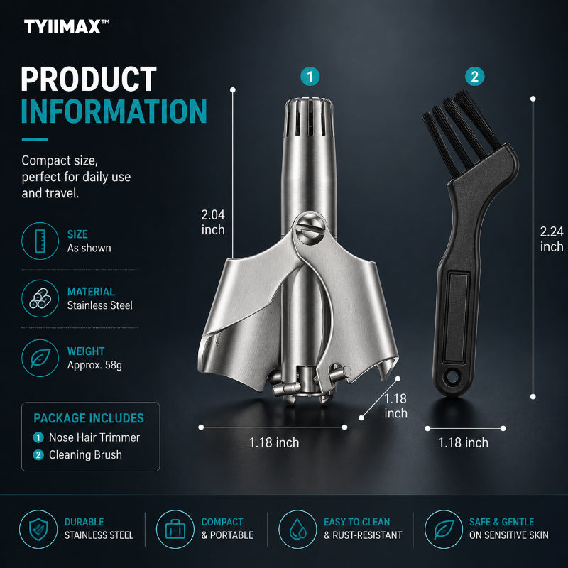 ✂️ Manual Stainless Steel Nose & Ear Hair Trimmer