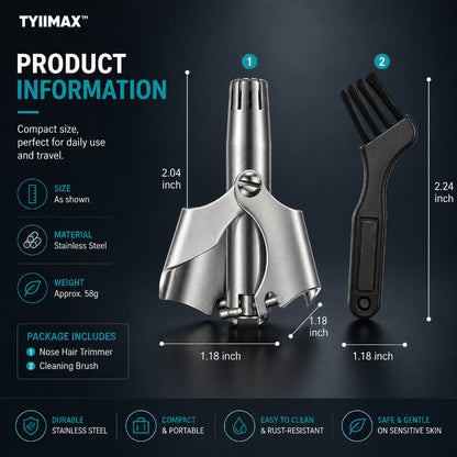 ✂️ Manual Stainless Steel Nose & Ear Hair Trimmer