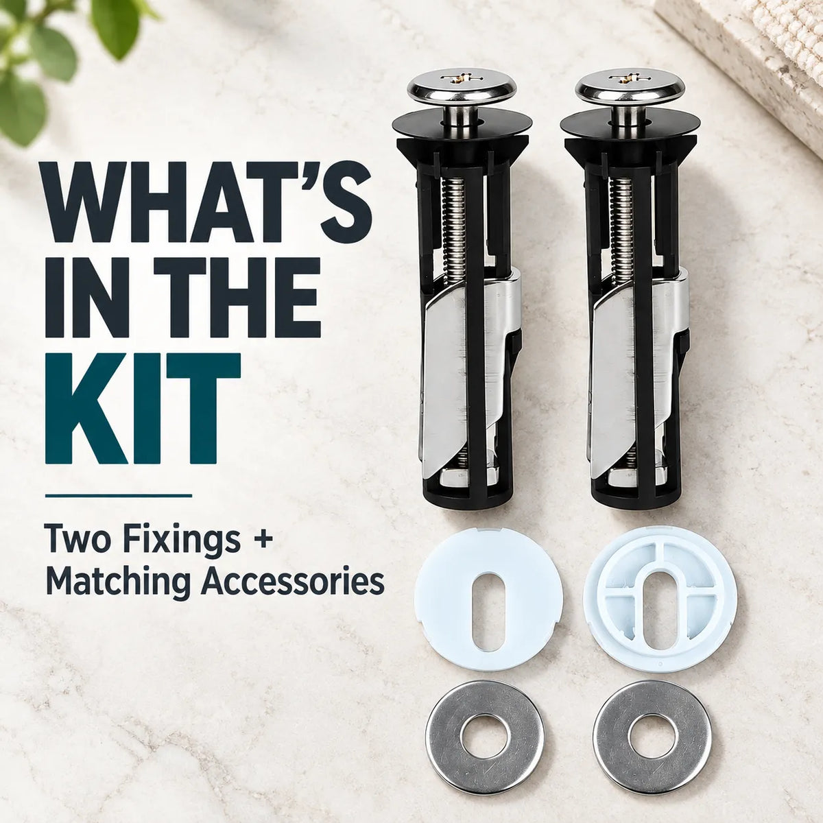 🔧 Toilet Seat Replacement Bolt Kit – Toggle Fixings with Washers