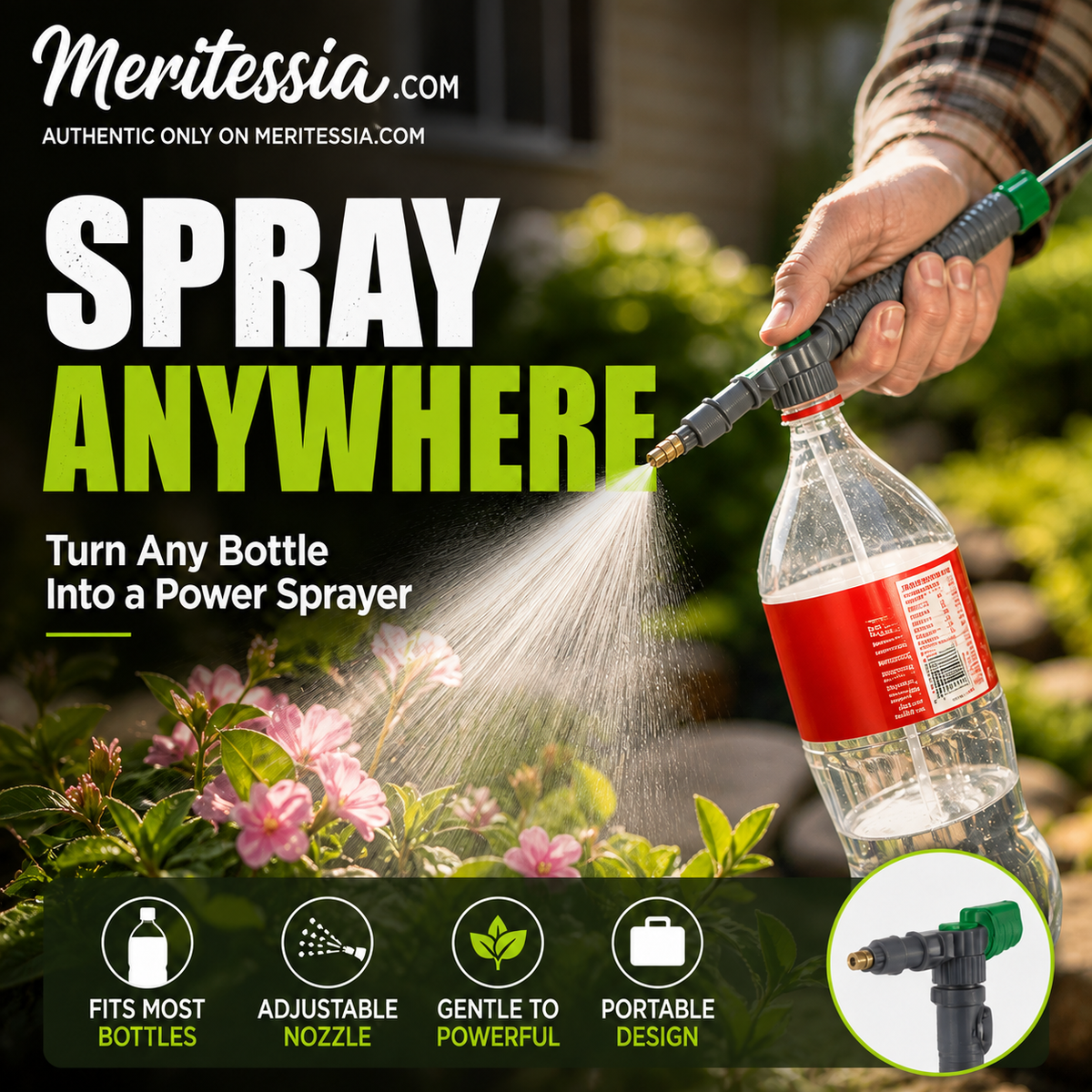 🌿 Save 50%! Adjustable Pressure Bottle Sprayer – Universal Fit for Standard Beverage Bottles
