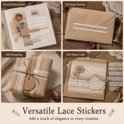 ✨ Aesthetic Vintage Long Strip Sticker Pack | Retro Washi Decor for Junk Journal & Scrapbook 📓