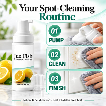 🍋 Jue Fish Multi-Surface Foaming Cleaner — Lemon-Scented Spot Cleaning for Home & Car ✨