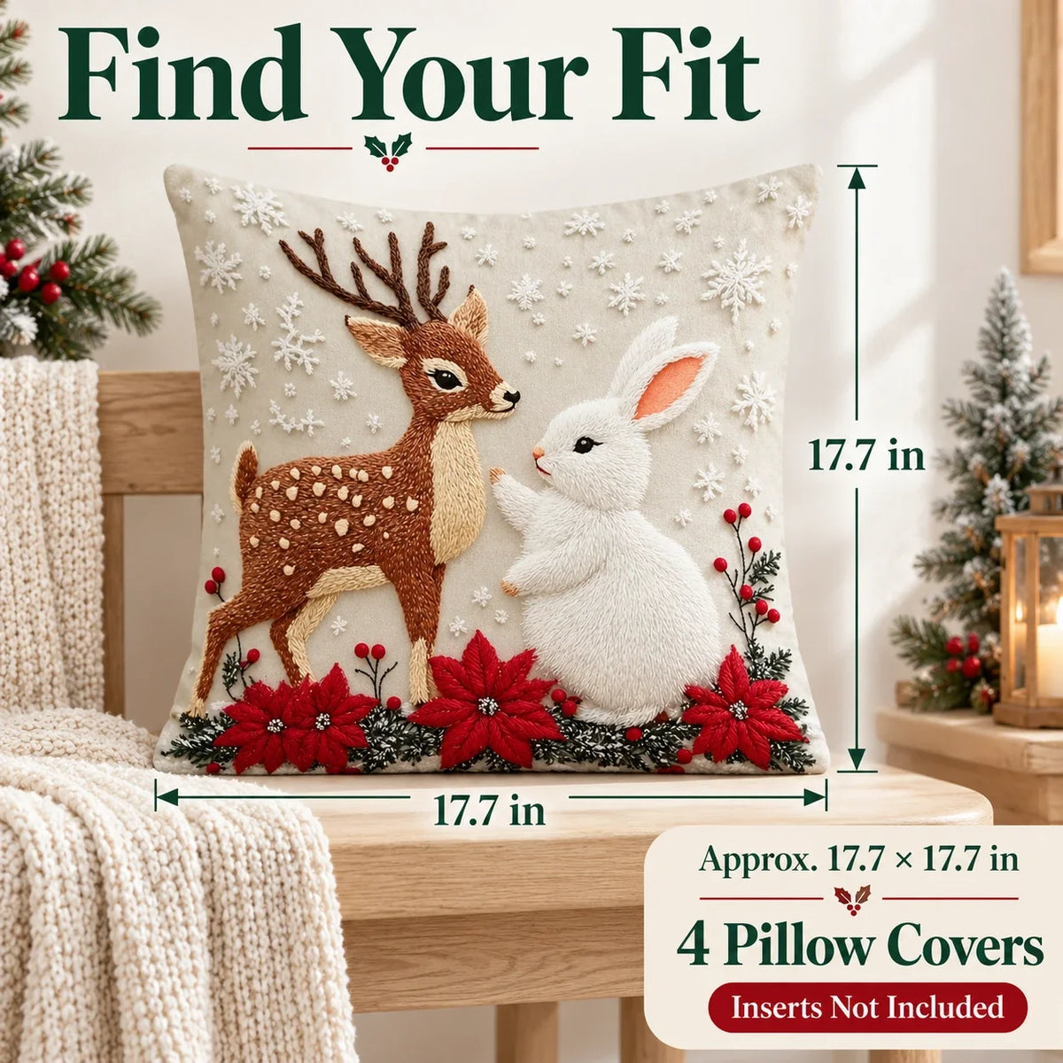 🎄 Christmas Pillow Covers 4-Piece Set — Festive Sofa Makeover