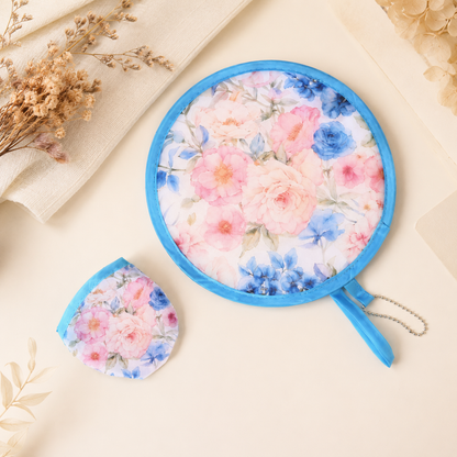 🌸 Portable Floral Foldable Hand Fan | Pocket Cooling Breeze with Pouch ✨