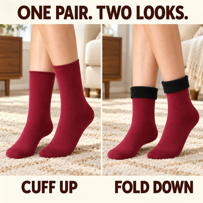 🧦 Fleece-Lined Cozy Socks – Warm Winter Comfort, Two Ways to Wear
