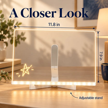 🎨 LED Light-Up Drawing Board for Kids – Reusable Clear Doodle Board with Colorful Markers & Adjustable Stand ✨