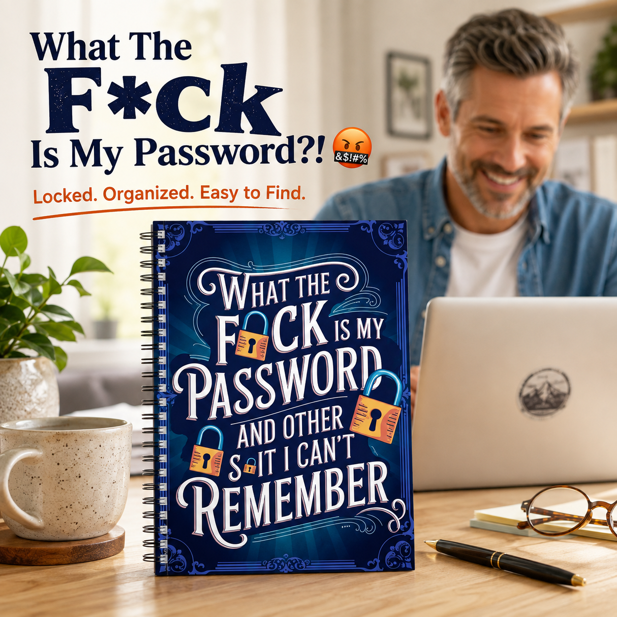 🔑 Humorous Spiral Password Book - Never Forget Logins Again!