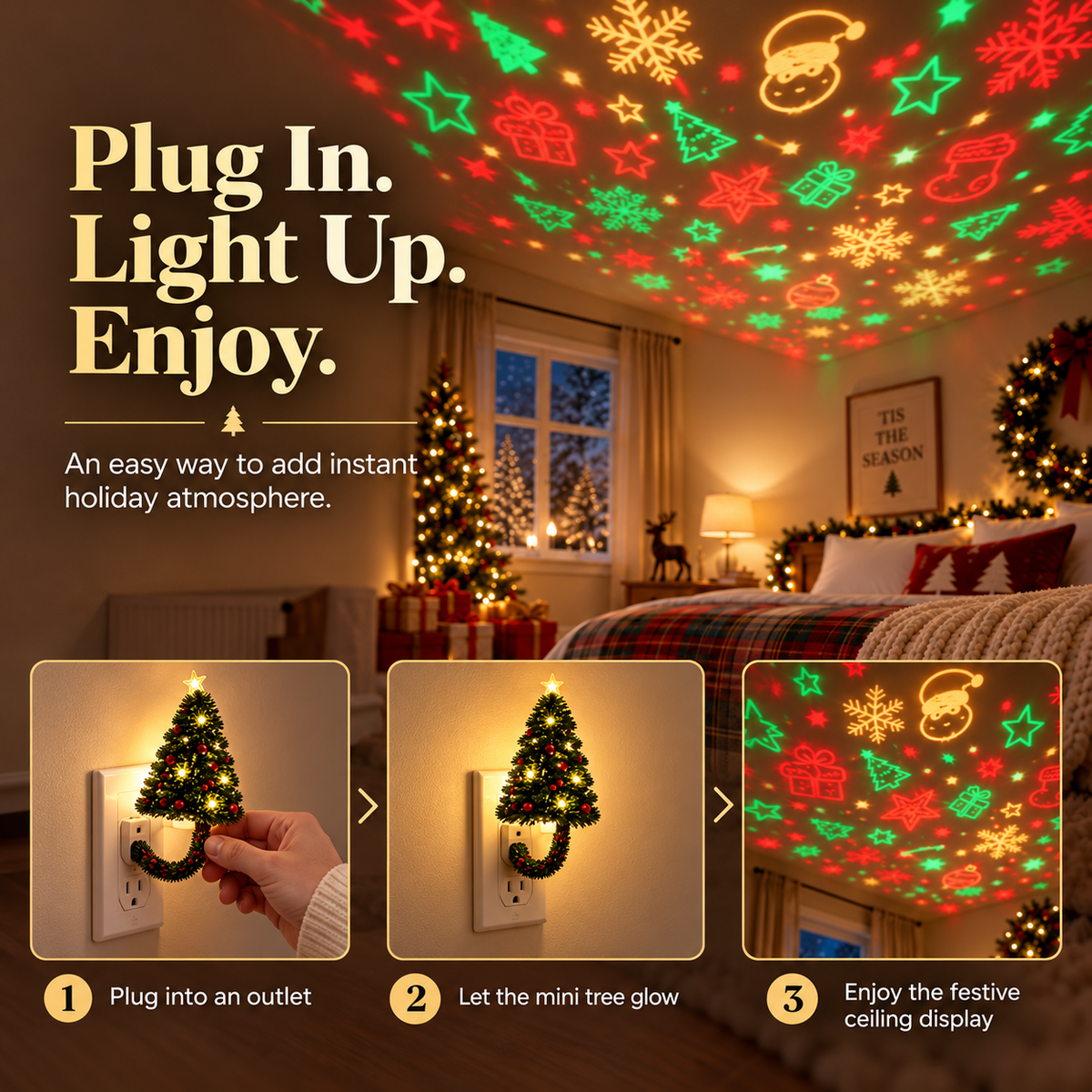 🎄 Christmas Tree Projector Night Light