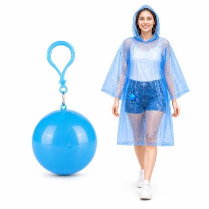 🎒 Ultimate Clip-On Travel Rain Poncho Ball | Compact Emergency Waterproof Raincoat Pack 🌧️