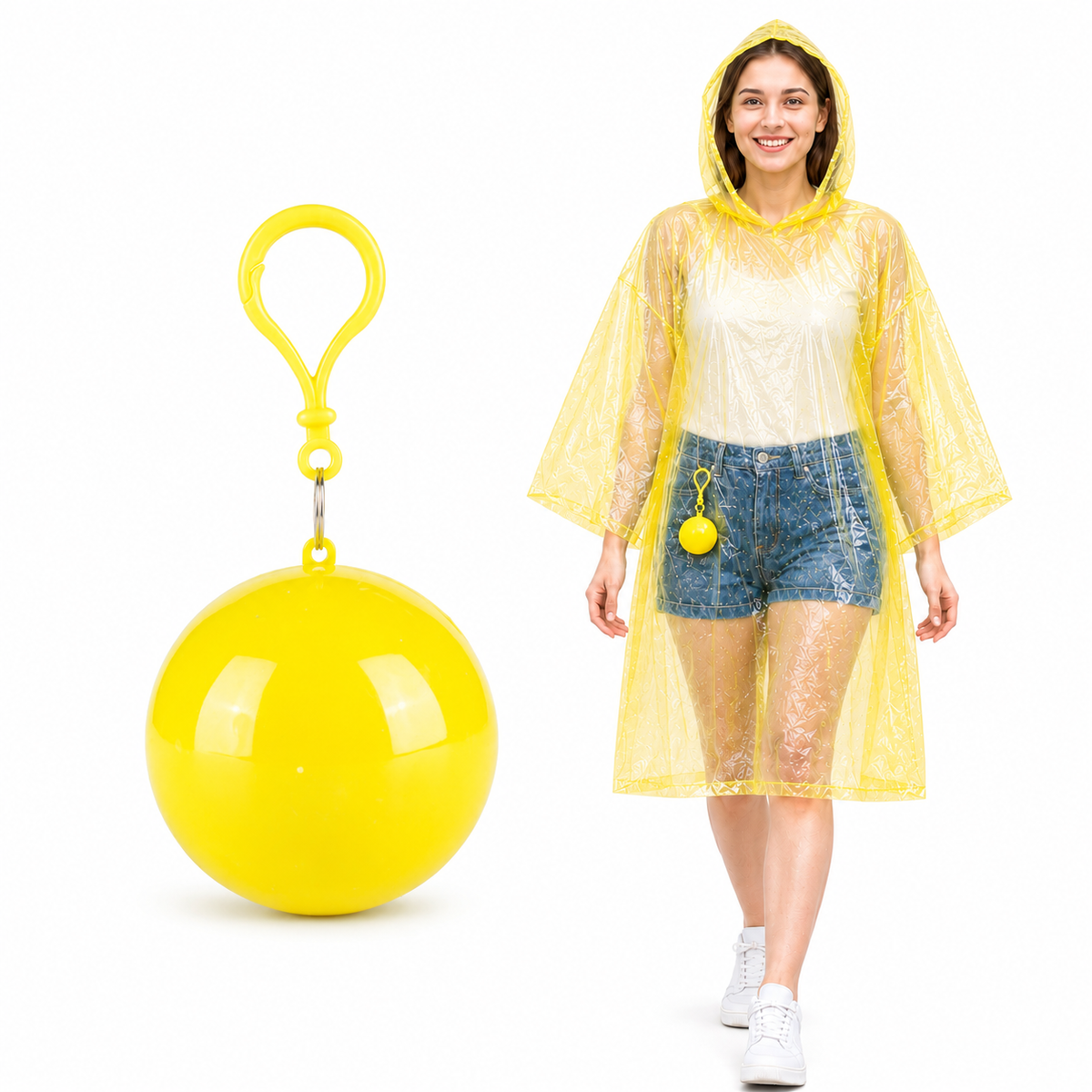 🎒 Ultimate Clip-On Travel Rain Poncho Ball | Compact Emergency Waterproof Raincoat Pack 🌧️