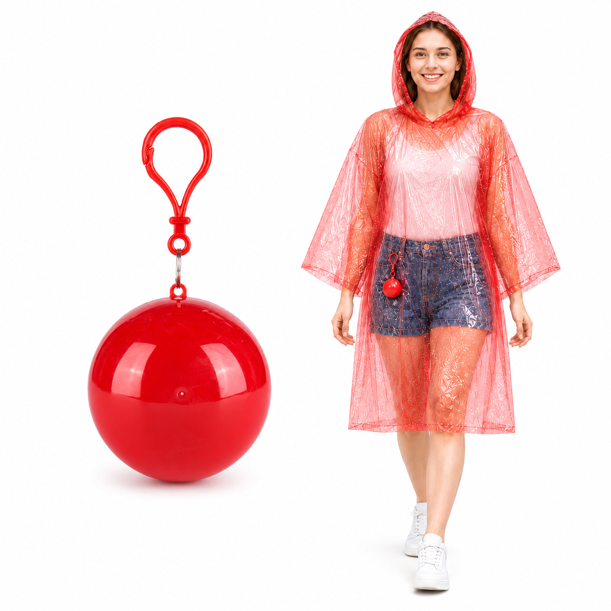 🎒 Ultimate Clip-On Travel Rain Poncho Ball | Compact Emergency Waterproof Raincoat Pack 🌧️