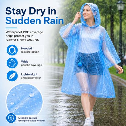 🎒 Ultimate Clip-On Travel Rain Poncho Ball | Compact Emergency Waterproof Raincoat Pack 🌧️