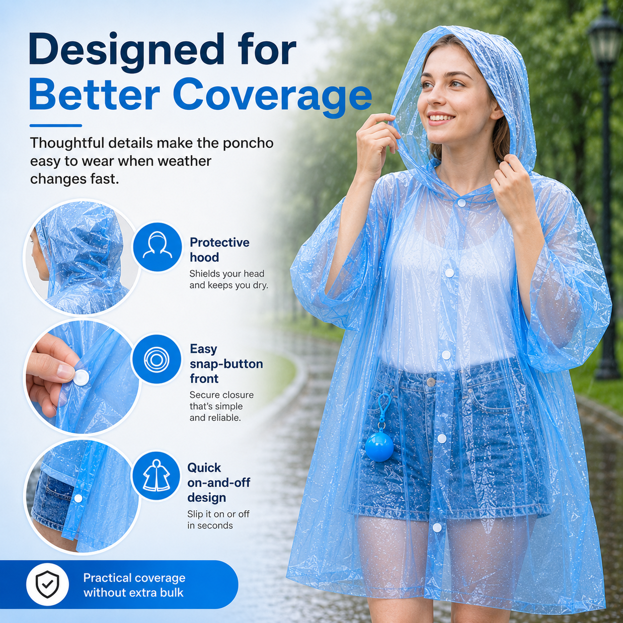 🎒 Ultimate Clip-On Travel Rain Poncho Ball | Compact Emergency Waterproof Raincoat Pack 🌧️