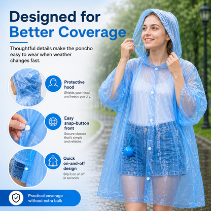 🎒 Ultimate Clip-On Travel Rain Poncho Ball | Compact Emergency Waterproof Raincoat Pack 🌧️