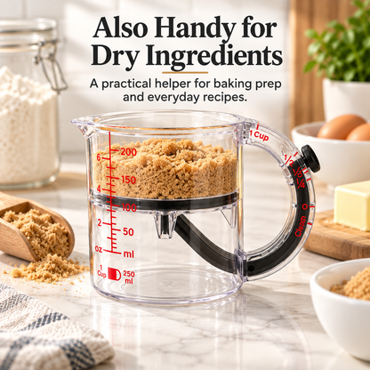🥣 Adjustable Measuring Cup with Built-In Scraper – 1 Cup / 250 mL