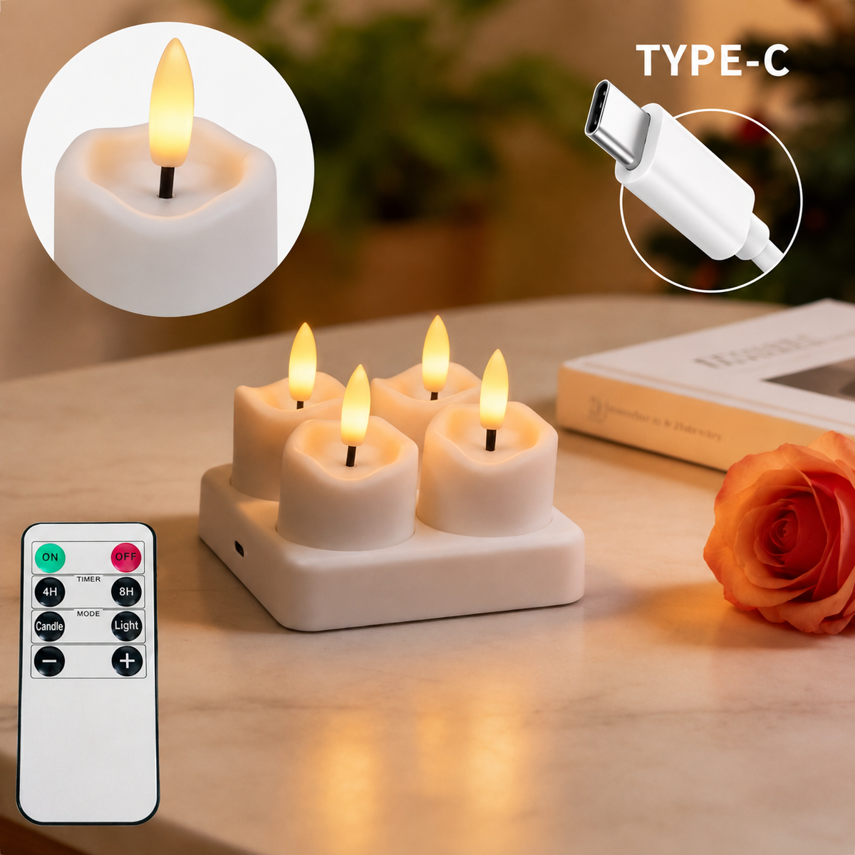 ✨ Rechargeable Flameless LED Candles with Remote