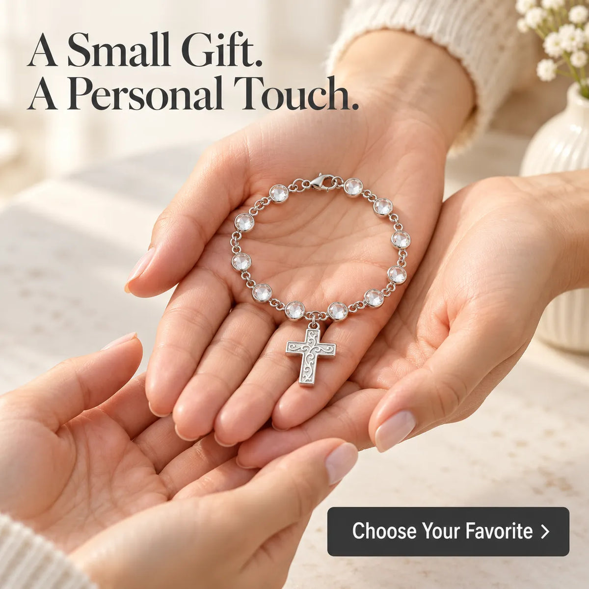 ✨ Sparkling Charm Chain with Faceted Stones – Silver-Tone Bow, Star & Cross Styles 🎁