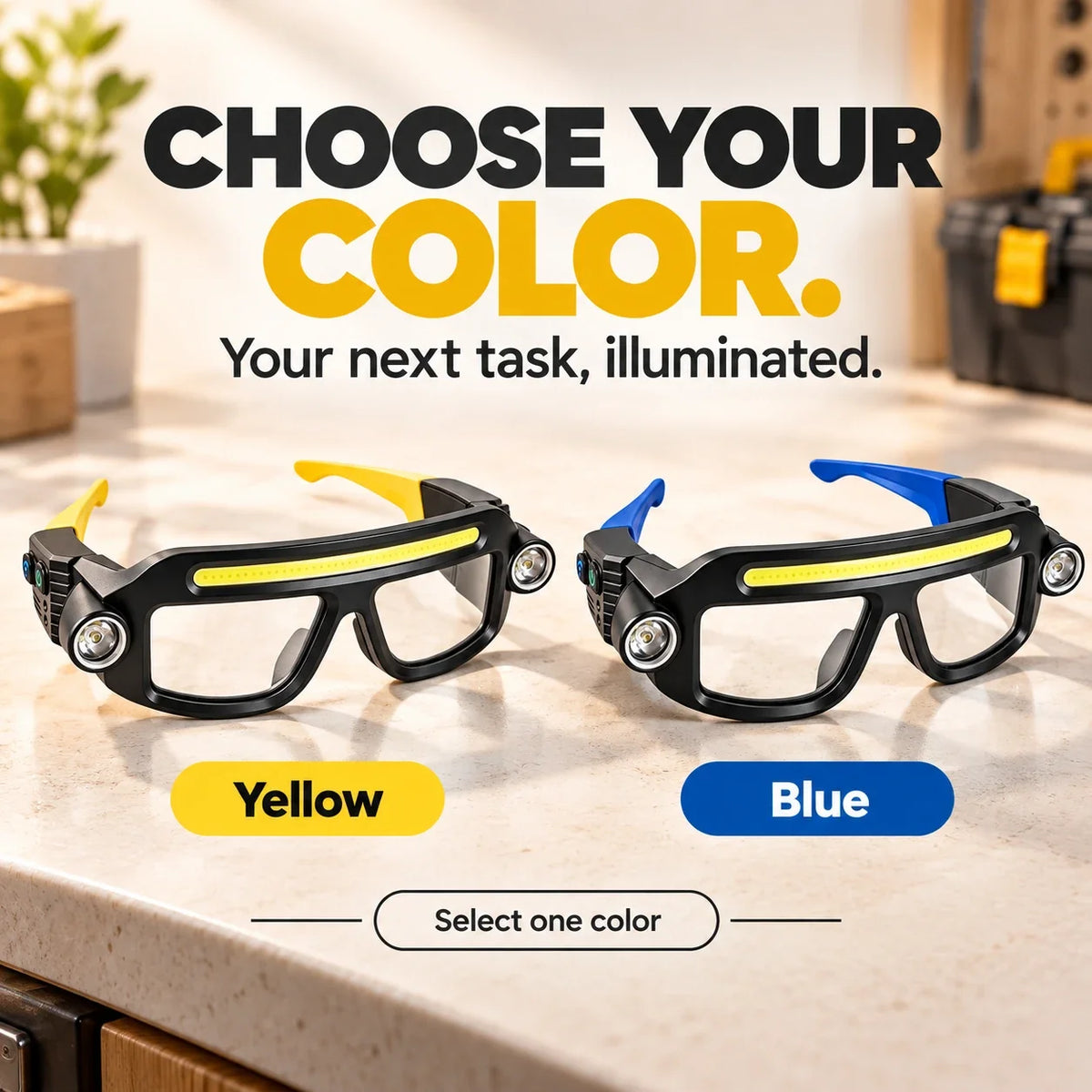 💡 Rechargeable LED Headlamp Glasses – Hands-Free Light