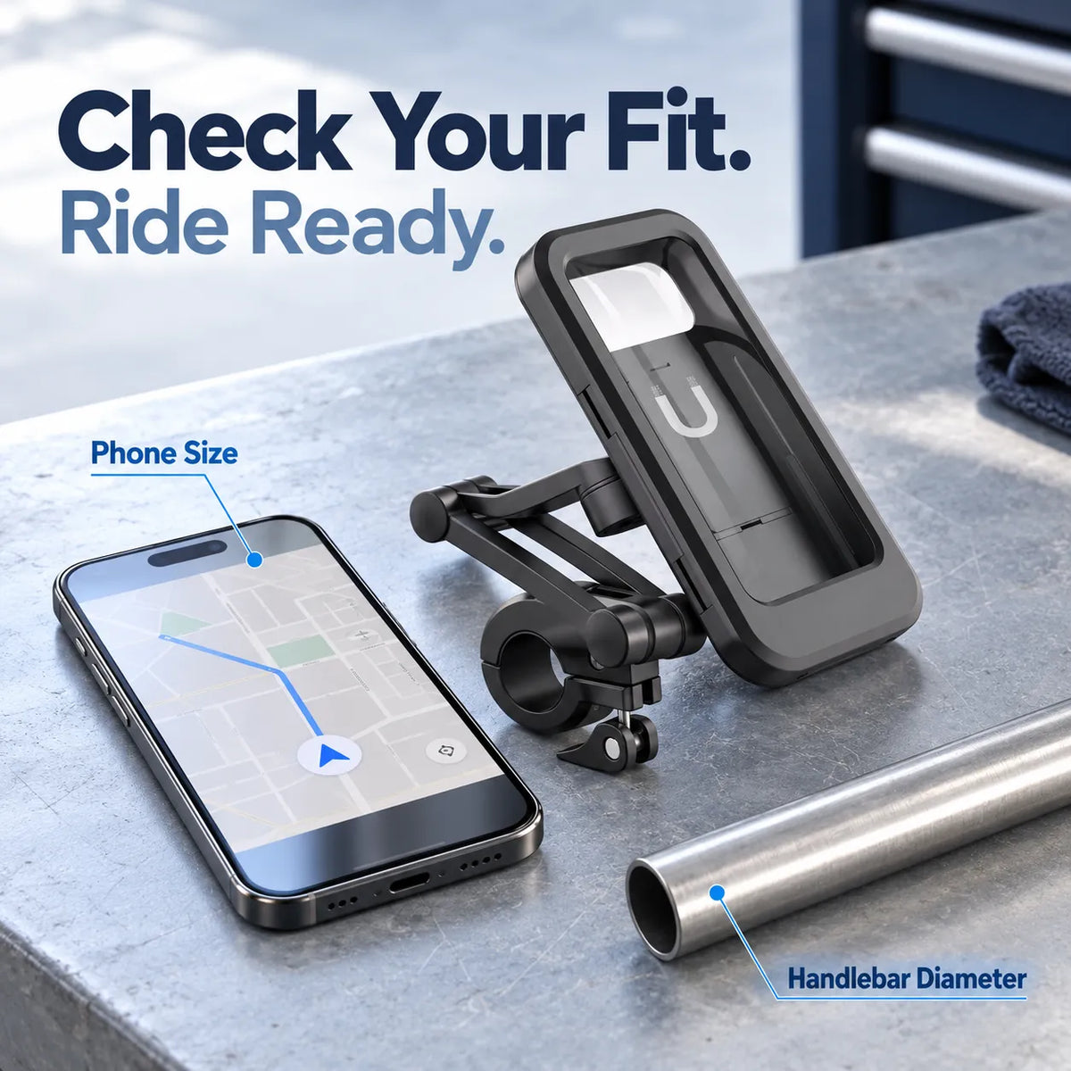 🚴 Rainproof Bike Phone Holder with Touchscreen Case & Adjustable Handlebar Mount 🌦️
