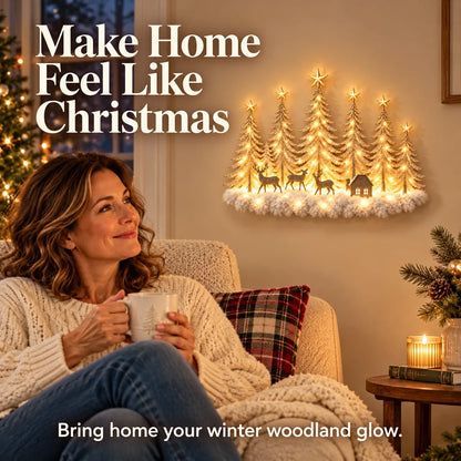 ✨ Lighted Woodland Christmas Wall Decor – Warm LED Glow
