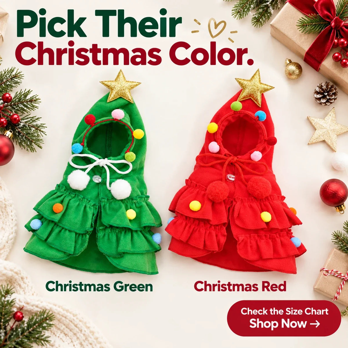 Christmas Dog Cape 🎄 Festive Tree Costume for Holiday Photos