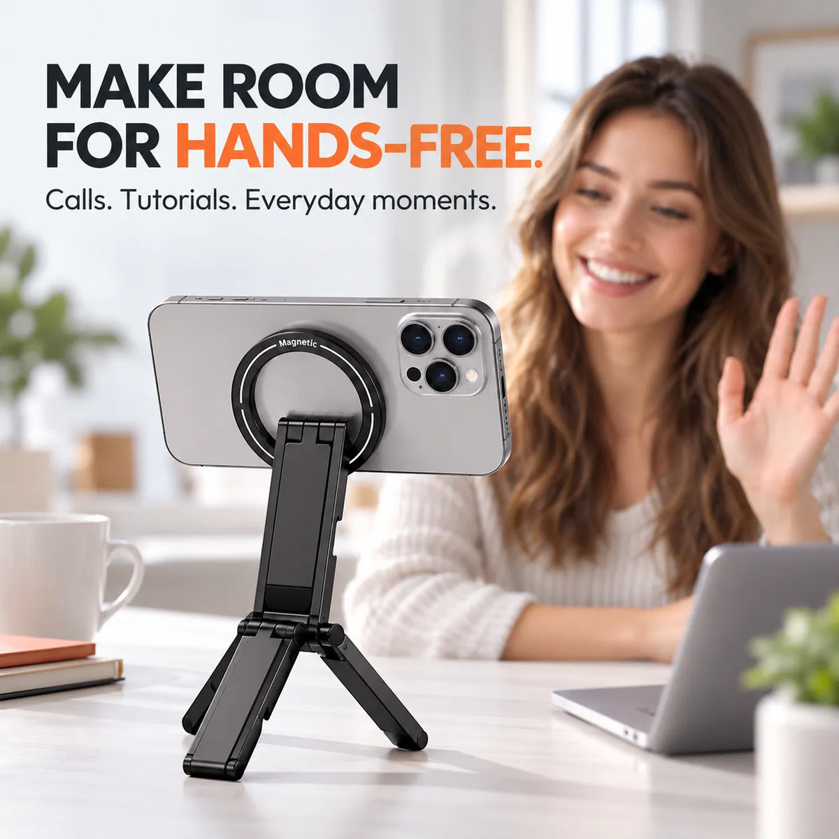 📱 Foldable Magnetic Phone Tripod Stand