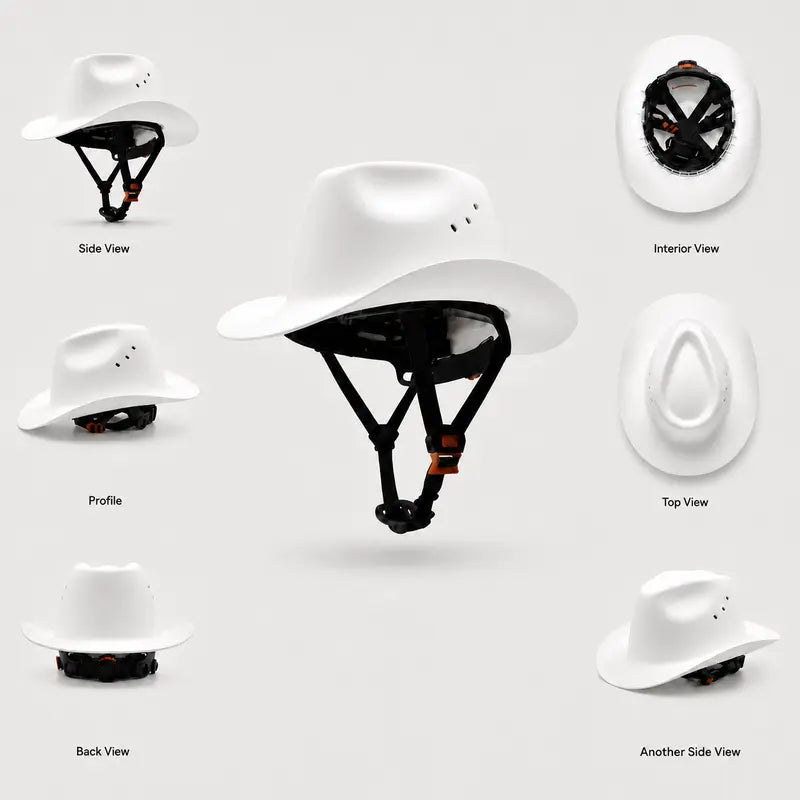 🤠 Western Cowboy Hard Hat Wide Brim Helmet with Chin Strap 🛡️